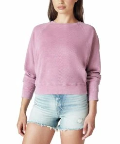 Buy ???? Lucky Brand Mauve Crewneck Raglan Top - ???? Women ????