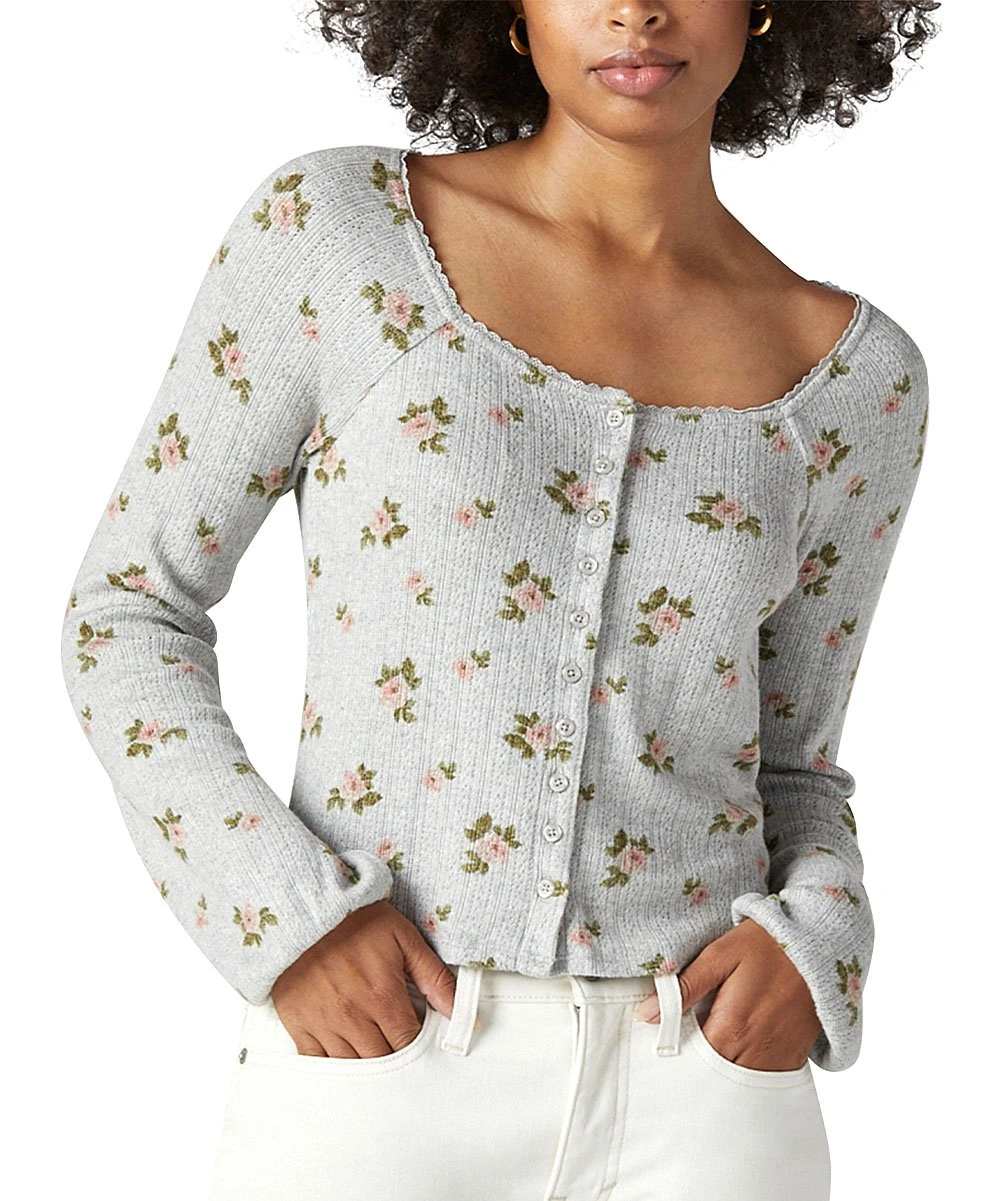 Deals ???? Lucky Brand White & Green Floral Scoop Neck Button-Front Top - ???? Women ???? 3 Deals ???? Lucky Brand White & Green Floral Scoop Neck Button-Front Top - ???? Women ????