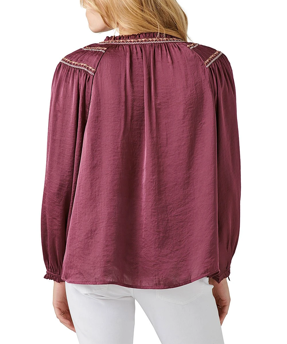 Top 10 ✨ Lucky Brand Plum & Beige Embroidered Peasant Top - ???? Women ???? 5 Top 10 ✨ Lucky Brand Plum & Beige Embroidered Peasant Top - ???? Women ???? - Image 3