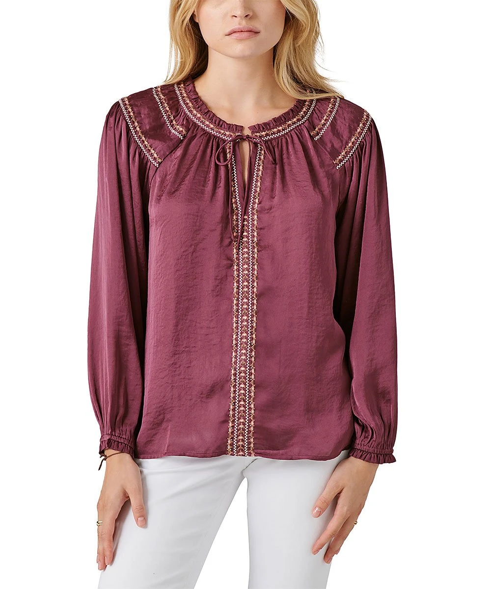 Top 10 ✨ Lucky Brand Plum & Beige Embroidered Peasant Top - ???? Women ???? 3 Top 10 ✨ Lucky Brand Plum & Beige Embroidered Peasant Top - ???? Women ????