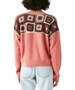 Flash Sale ???? Lucky Brand Pink & Brown Granny Square Sweater - ???? Women ✨ -Lucky Brand Shop zu109531258 alt 2 tm1665775563