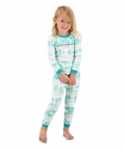 Brand new ❤️ Lucky Brand Turquoise & White Tie-Dye Long-Sleeve Crewneck Tee & Pajama Pants - Toddler For Kids ❤️