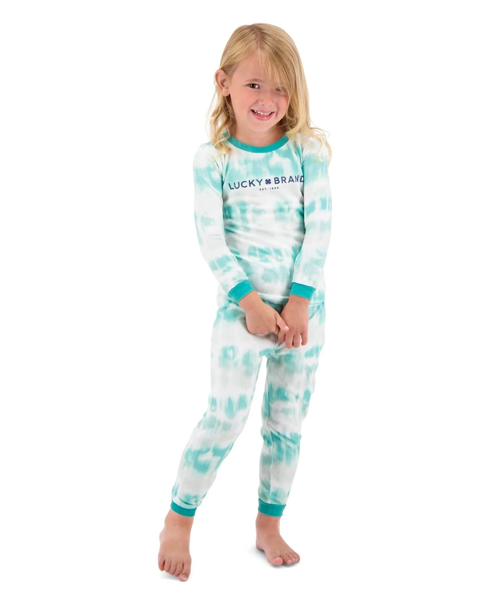 Brand new ❤️ Lucky Brand Turquoise & White Tie-Dye Long-Sleeve Crewneck Tee & Pajama Pants - Toddler For Kids ❤️ 3 Brand new ❤️ Lucky Brand Turquoise & White Tie-Dye Long-Sleeve Crewneck Tee & Pajama Pants - Toddler For Kids ❤️