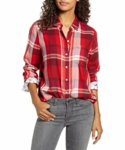 Best deal ???? Lucky Brand Orange & White Plaid Button-Up - ???? Women ✨