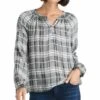 Top 10 ???? Lucky Brand Black Plaid Gathered-Yoke Button-Front Top - ???? Women ❤️ -Lucky Brand Shop zu97205928 main tm1626882295