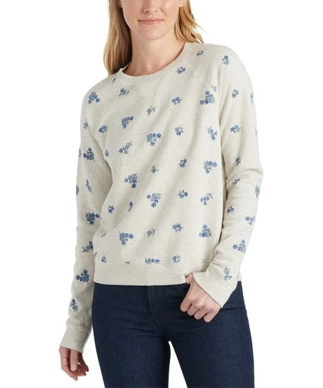 Discount ???? Lucky Brand Medium Beige Floral Embroidered Crewneck Sweater - ???? Women ⌛ 3 Discount ???? Lucky Brand Medium Beige Floral Embroidered Crewneck Sweater - ???? Women ⌛