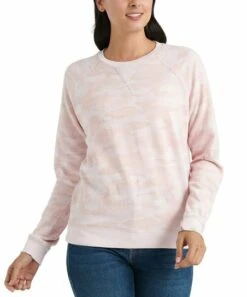 Discount ❤️ Lucky Brand Pink Camouflage Raglan-Sleeve Crewneck Sweatshirt - ???? Women ????